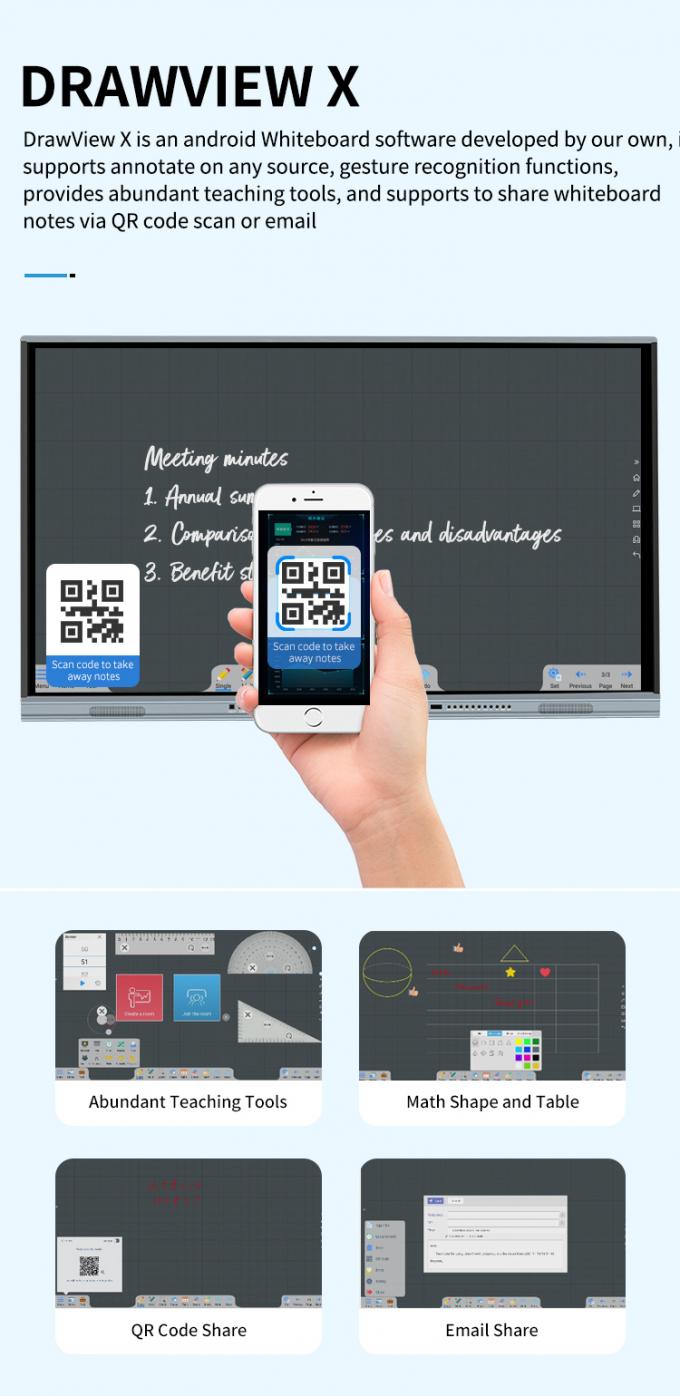 आईबोर्ड नया उत्पाद 98" 4K स्मार्ट डिस्प्ले इंटरैक्टिव फ्लैट पैनल डिस्प्ले बैठक कक्ष के लिए बड़े आकार का टच स्क्रीन मॉनिटर 6