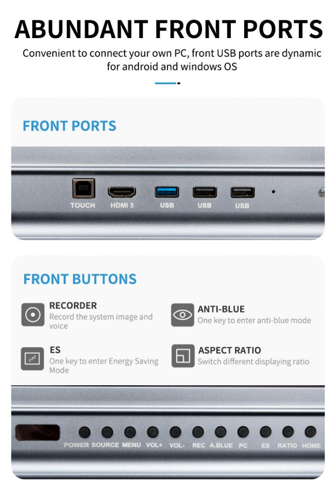 आईबोर्ड नया उत्पाद 98" 4K स्मार्ट डिस्प्ले इंटरैक्टिव फ्लैट पैनल डिस्प्ले बैठक कक्ष के लिए बड़े आकार का टच स्क्रीन मॉनिटर 7
