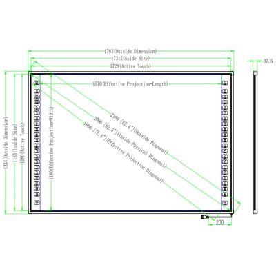 85 इंच इंटरएक्टिव व्हाइटबोर्ड 10 पॉइंट्स टच पॉइंट्स फॉर मीटिंग ट्रेनिंग स्कूल शिक्षण