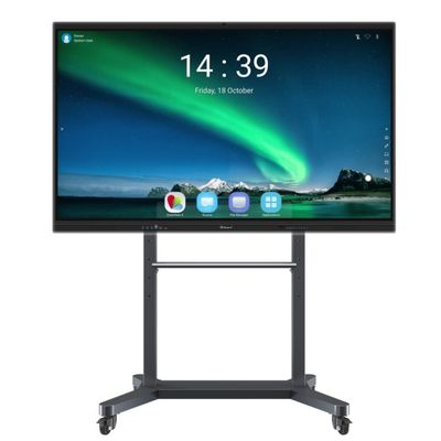 Experience the Power of Interactive Touch Screen Monitor 2mm Accuracy 15W*2 या 20W*2 स्पीकर और वायरलेस स्क्रीन प्रोजेक्शन