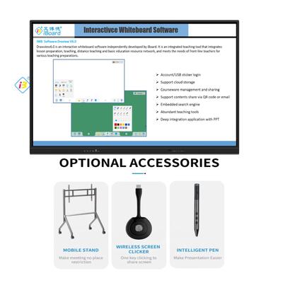 2026 नए आगमन 4K यूएचडी रिज़ॉल्यूशन एंड्रॉइड 13/14 ओएस 50 टच पॉइंट्स इंटरैक्टिव व्हाइटबोर्ड स्मार्ट बोर्ड शिक्षण और बैठकों के लिए