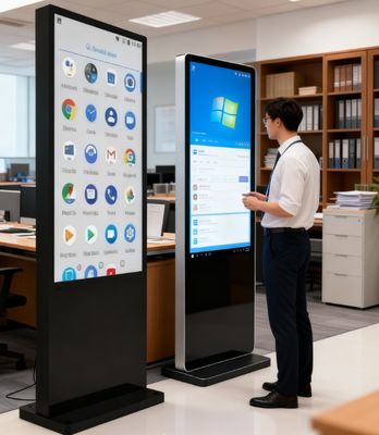High Quality Advertising Display Touch Screen Kiosk 55 Inch Digital Android Standee Infrared PCAP Touch Floor Stand Wall Optional Windows OPS For Supermarket Office Commercial