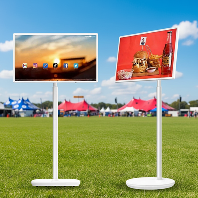 पोर्टेबल 24.5 इंच एंड्रॉयड 13 स्मार्ट विज्ञापन डिस्प्ले स्क्रीन इनडोर इंटरैक्टिव डिजिटल साइनेज टच स्क्रीन टीवी चलती