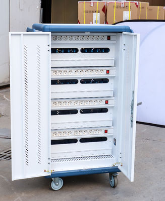 सीई एसी चार्जिंग डीसी चार्जिंग और यूएसबी टाइप-ए टाइप-सी वॉल्ट स्टोरेज आईपैड चार्जिंग कार्ट व्हील के साथ मोबाइल चार्जिंग कैबिनेट