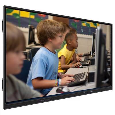 VESA स्टैंडर्ड वॉल माउंट इंटरैक्टिव फ्लैट पैनल 4 मिमी टेम्पर्ड ग्लास और उच्च प्रतिक्रिया के लिए निर्मित 6 एरे माइक्रोफोन के साथ